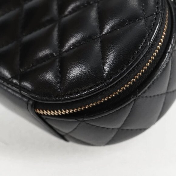 CHANEL Matelasse Pouch Lamb Skin Black Gold CC Auth 132970M - Picture 3 of 16